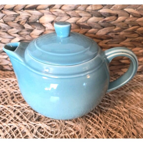 Vernon Kilns Early California Turquoise Teapot, EUC - Picture 2 of 10